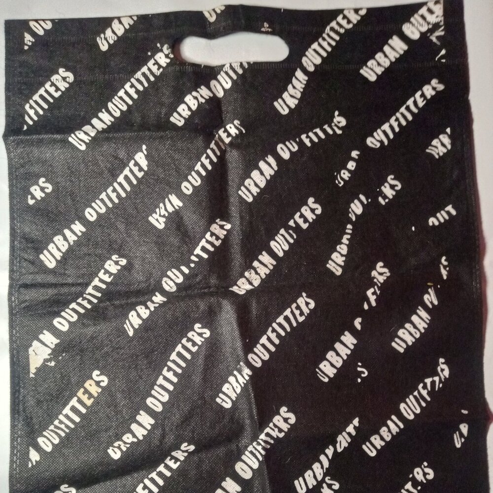 Urban Outfitters black shopping bag with white lettering